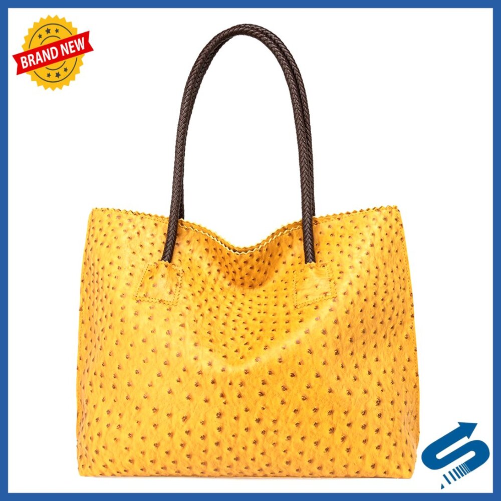 Large Vegan Leather Tote Bag with Zipper, Fits 15" Laptop